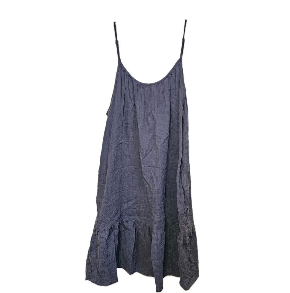 XXL NWOT charcoal gray ruffle gauze dress with pockets